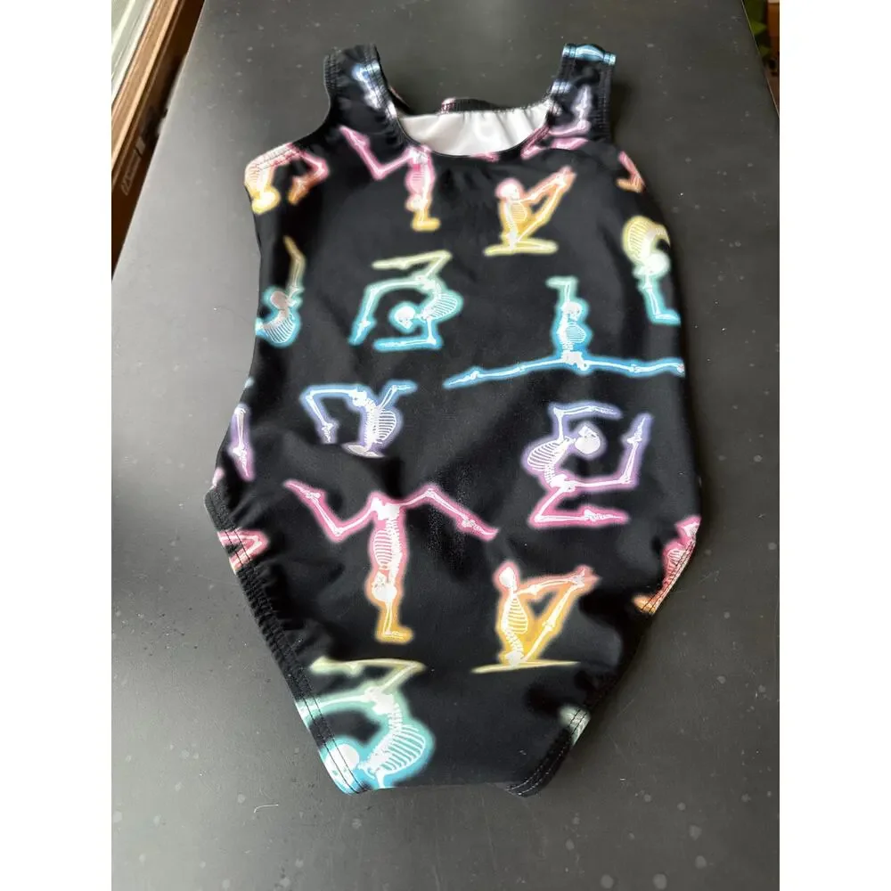 Girls DESTIRA Black Rainbow Skeleton Leotard (CXS)